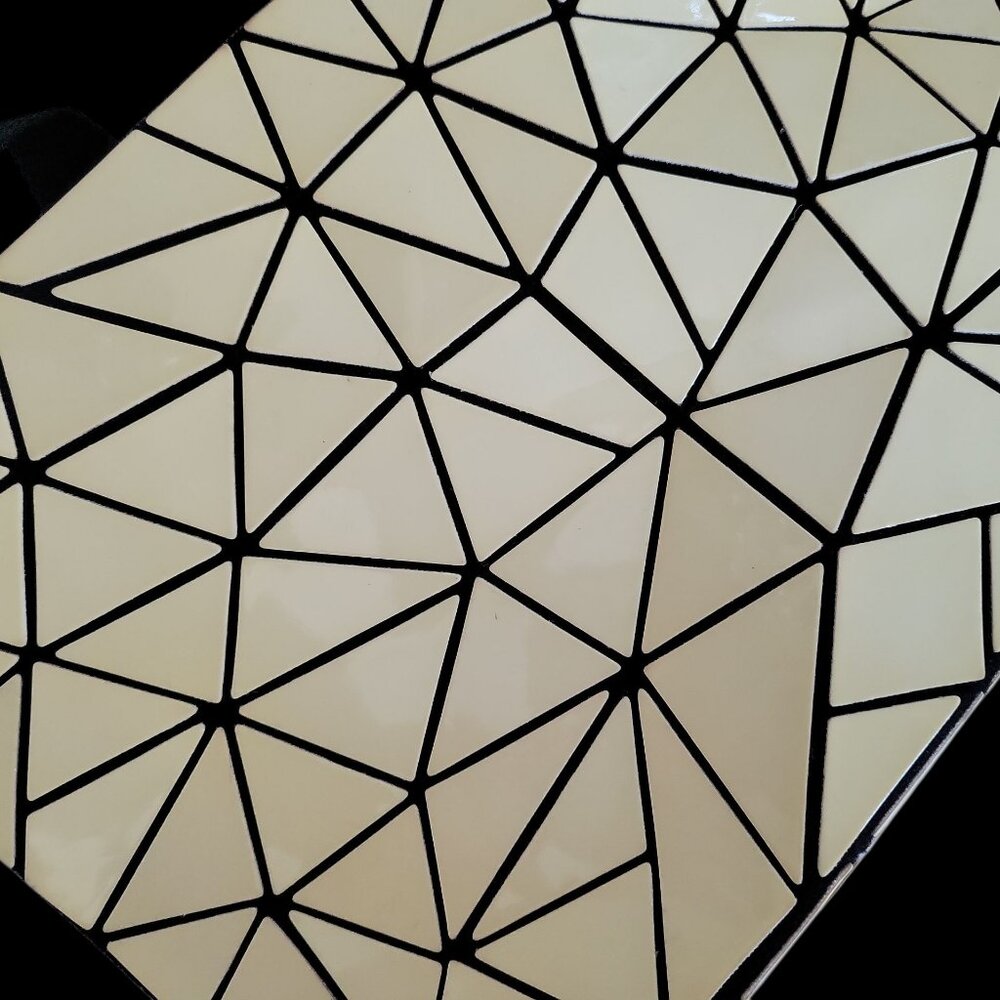 Geometric Folding Triangles Crossbody Bag – Glossy Beige Triangular Panels - Picture 6 of 8